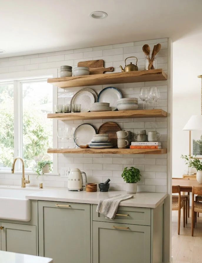Open Shelving for an Airy and Modern Look