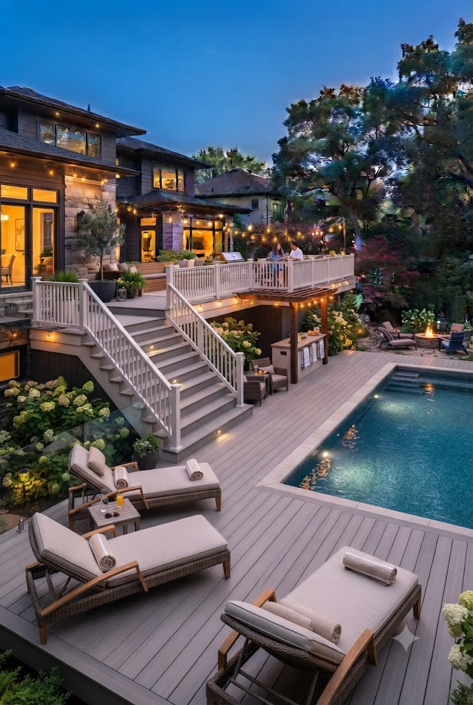 Poolside Split-Level Deck