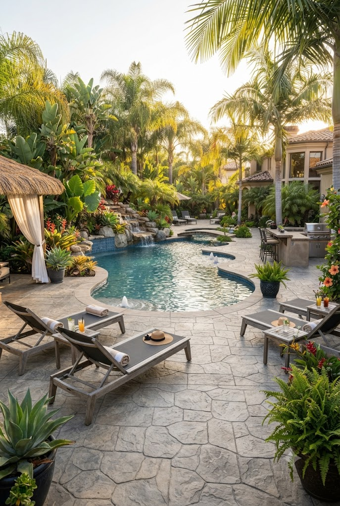 Poolside Stamped Concrete Patio