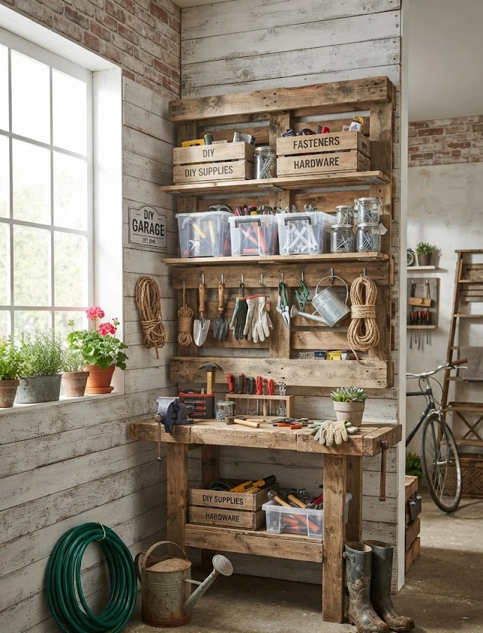 Repurpose Wooden Pallets into Storage Shelves