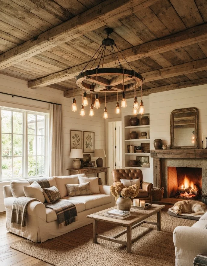 Rustic Wood Beam Ceiling Fixtures