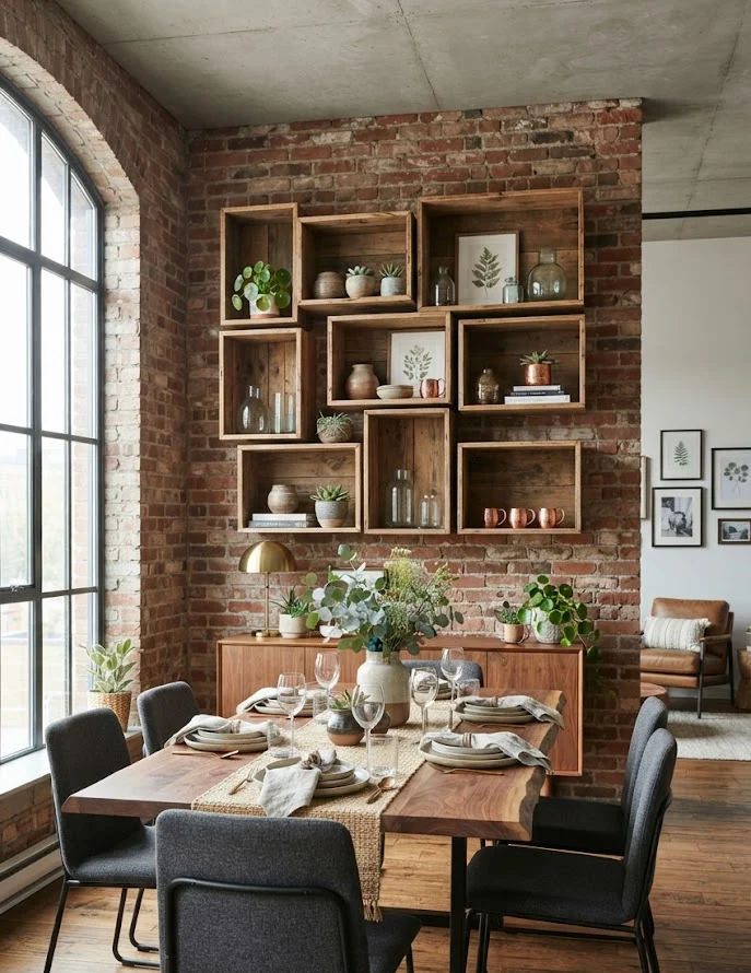 Rustic Wood Box Shelves