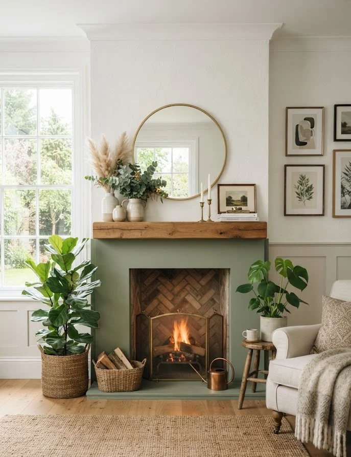 Sage Green Fireplace