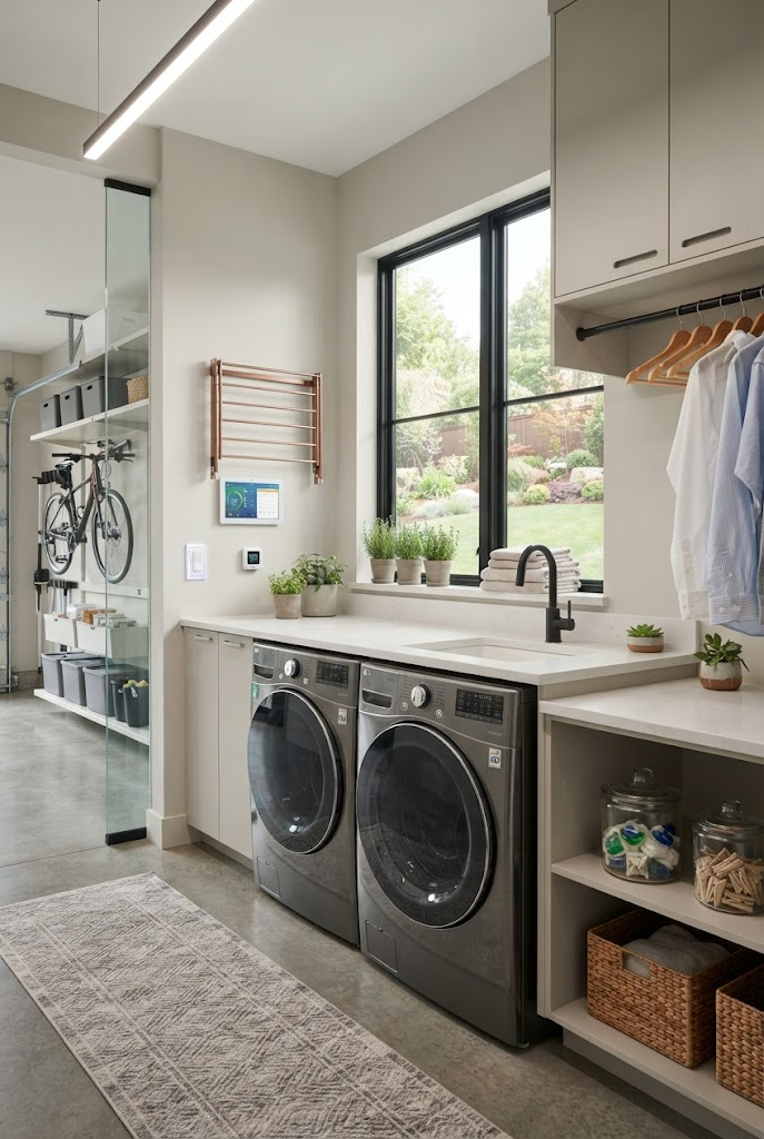 Smart Garage Laundry Room with Modern Technology