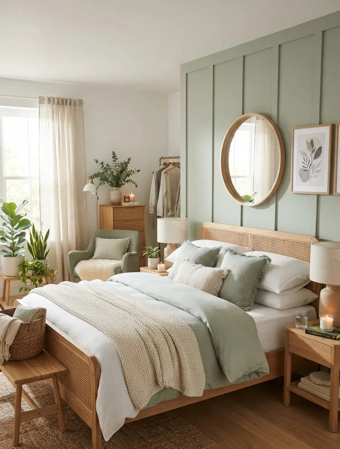 Soft Sage Green and Warm White