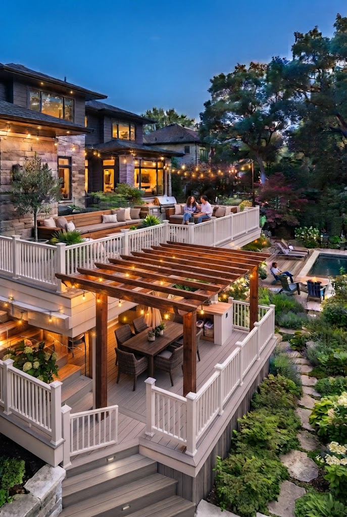 Split Level Deck with Pergola