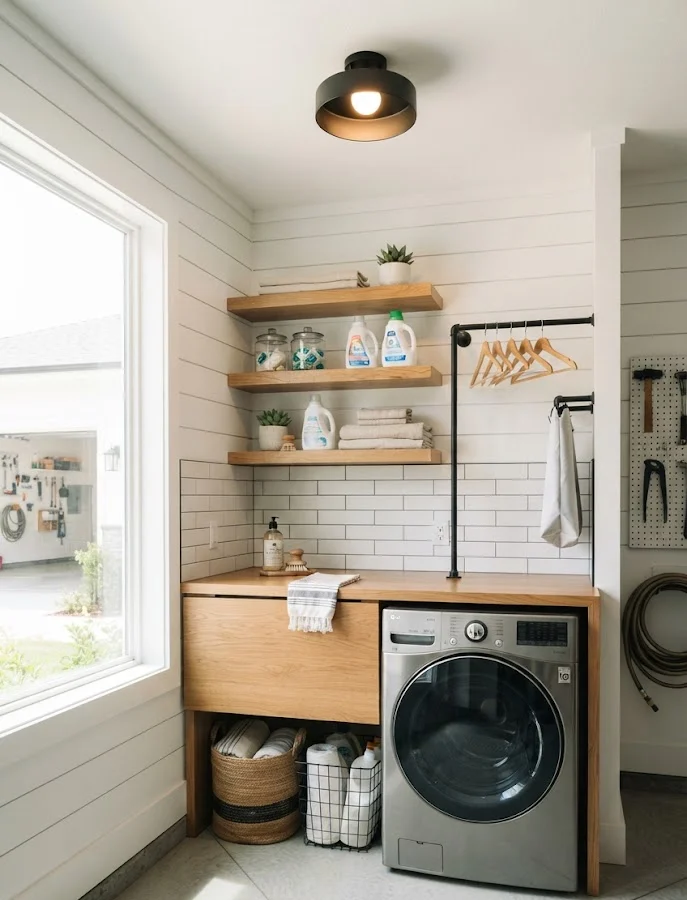 Stackable Washer and Dryer with Folding Counter