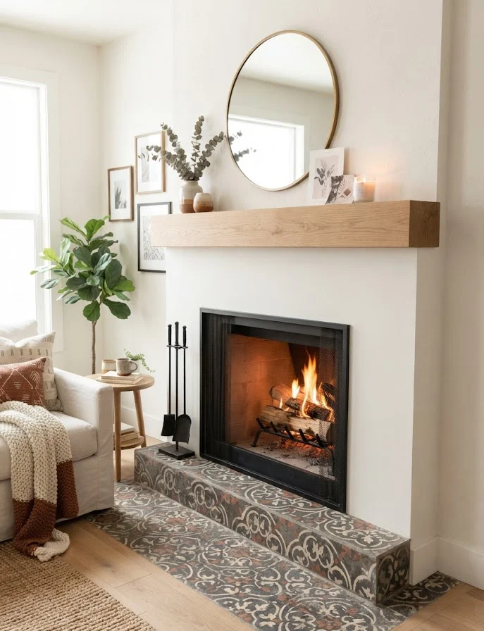 Stenciled Fireplace Hearth Designs