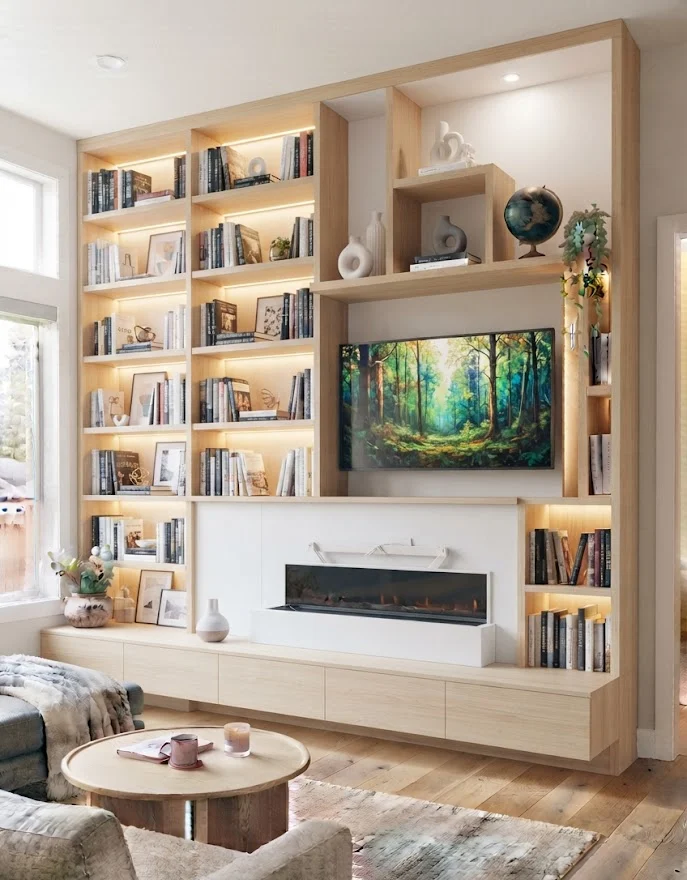 Surround the Fireplace with Built-In Bookshelves