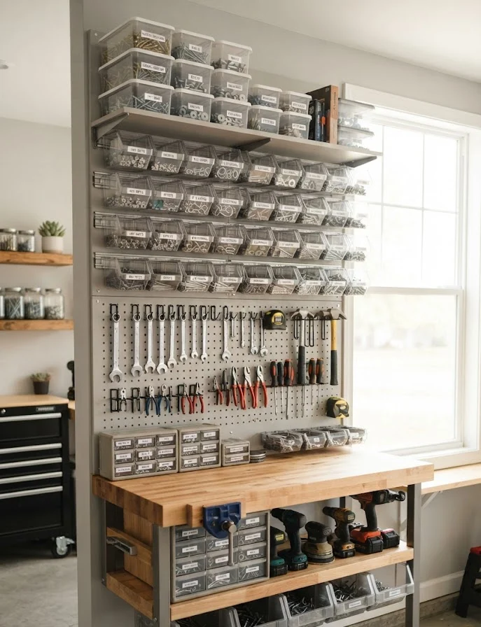 Suspended Tool Storage Bins
