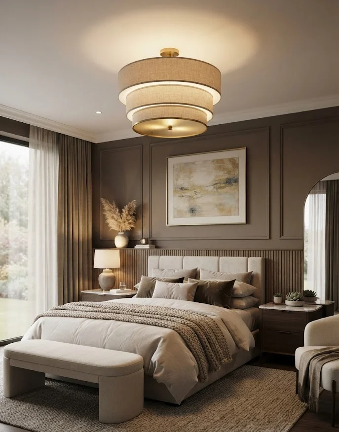 Tiered Drum Shade Ceiling Fixtures
