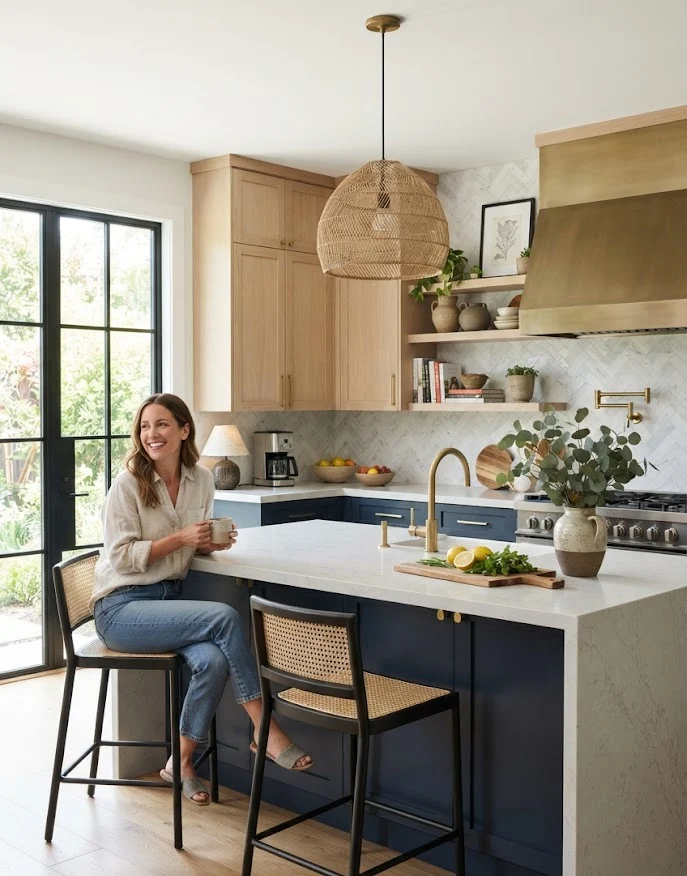 Two-Tone Cabinet Decor for Visual Depth