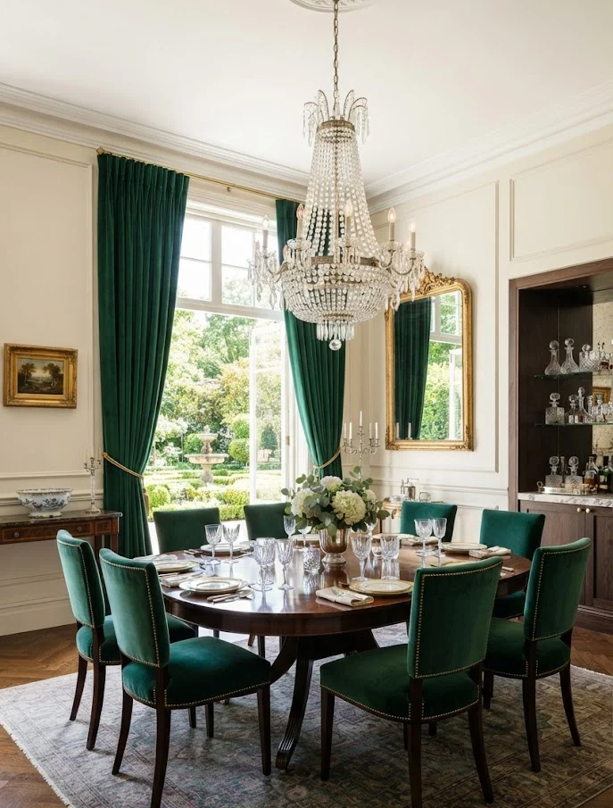 Velvet Curtains for a Luxurious Dining Room