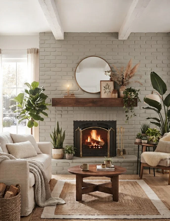 Warm Greige Fireplace
