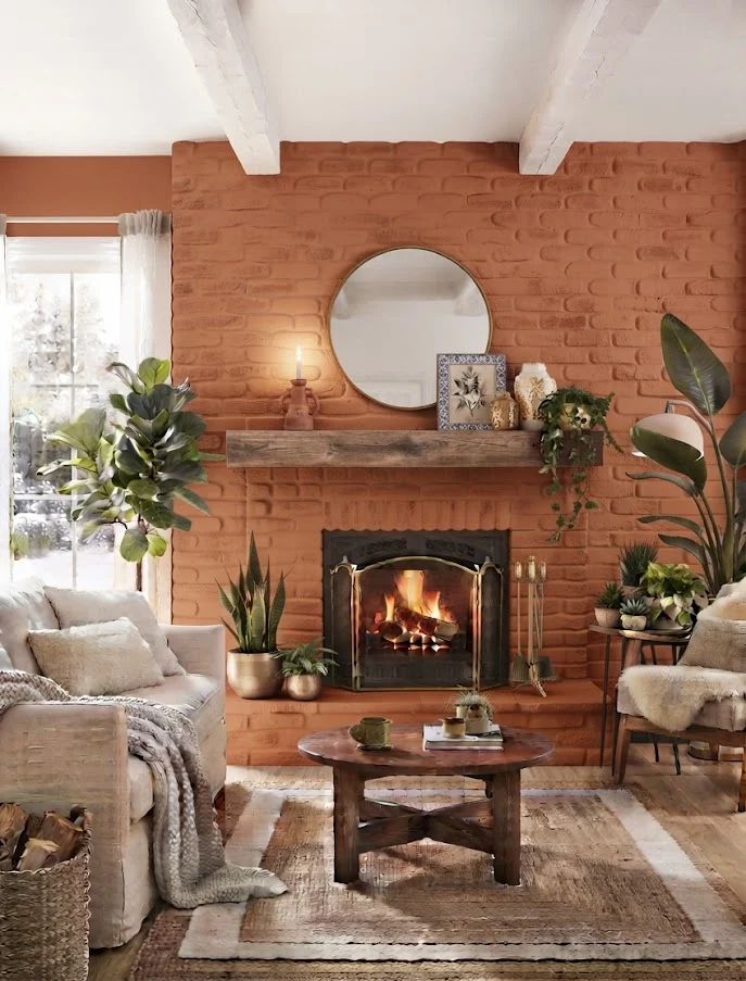 Warm Terracotta Fireplace