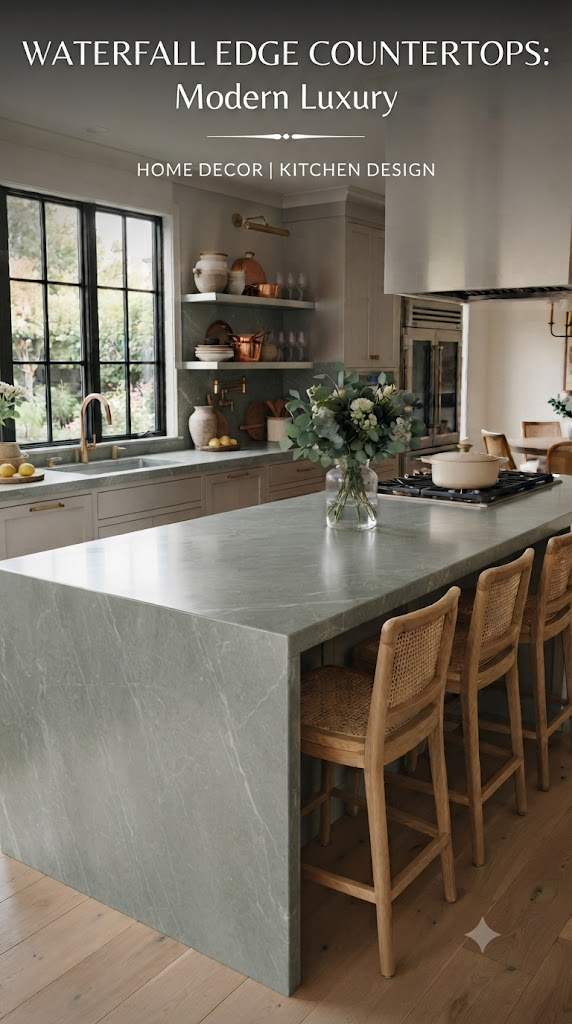 Waterfall Edge Countertops for Modern Luxury