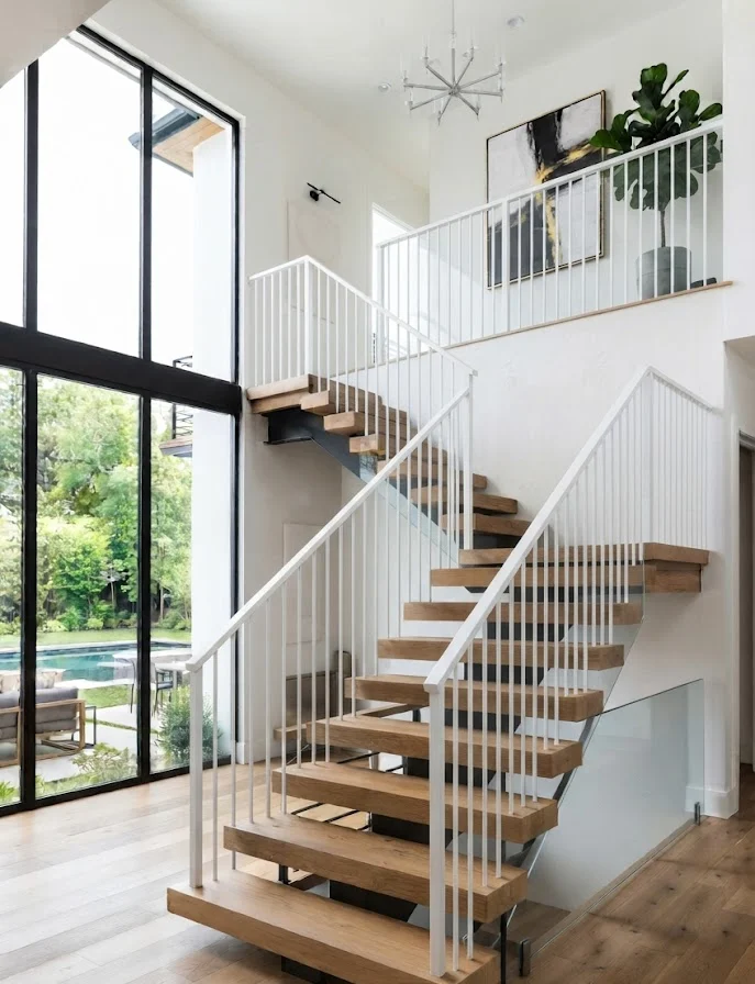 White Minimalist Stair Railing