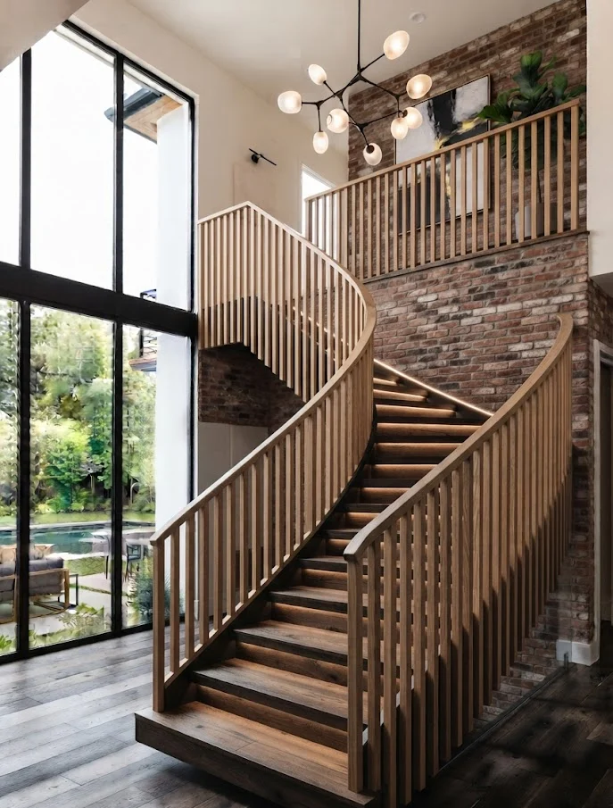Wooden Slat Stair Railing