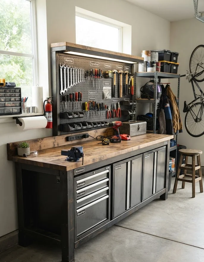 Workbench with Built-In Tool Storage