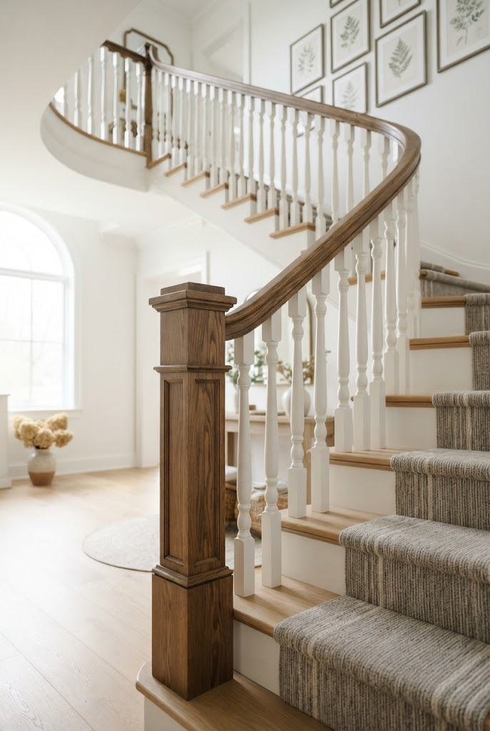Classic Wooden Baluster Railing