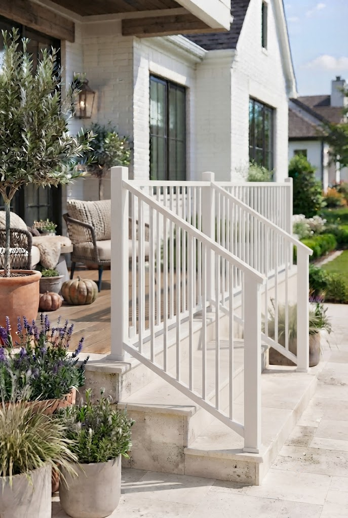 Simple White Porch Railing