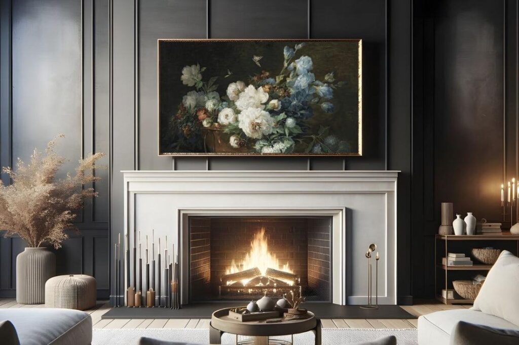 Frame TV Art Mode Above Fireplace