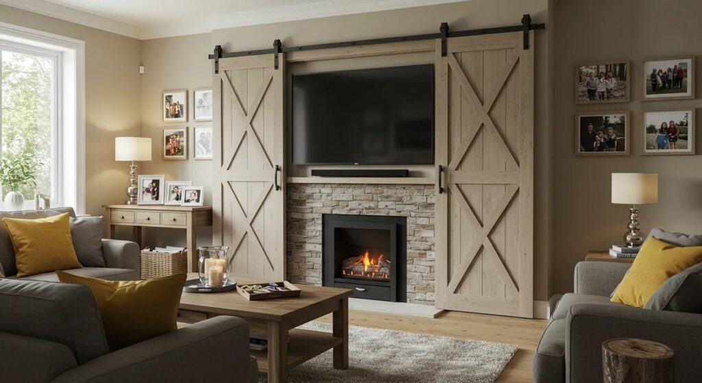  Hidden TV Behind Sliding Panels or Doors