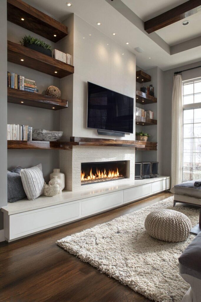 Side-by-Side Fireplace TV Layout