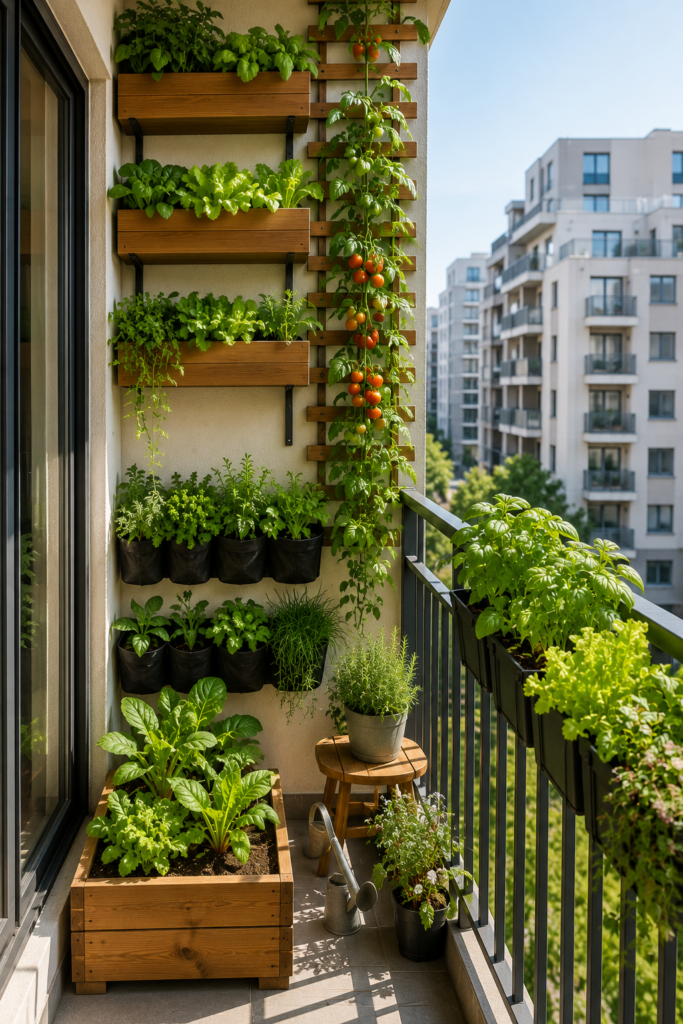 Build a vertical balcony vegetable garden.