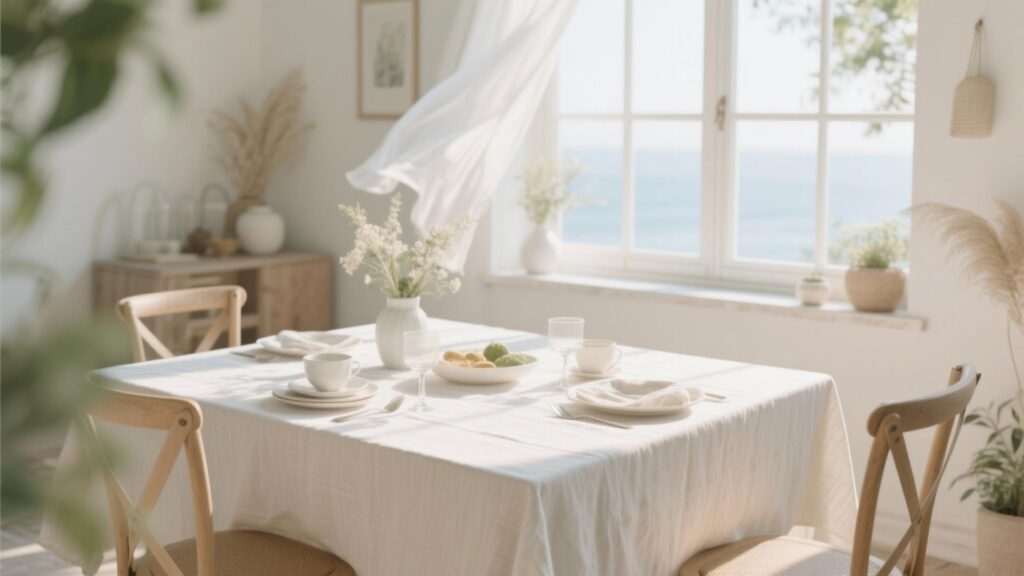 Fresh Minimal White Summer Dining Table Style