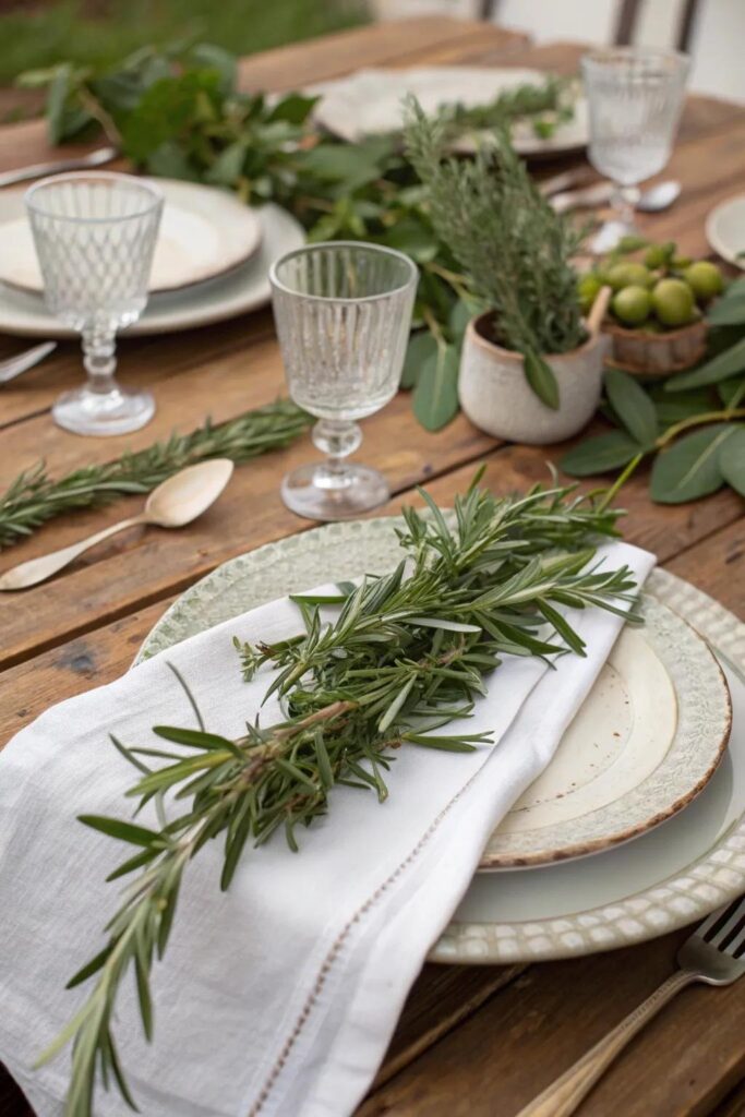 Natural Greenery Summer Dining Table Setup